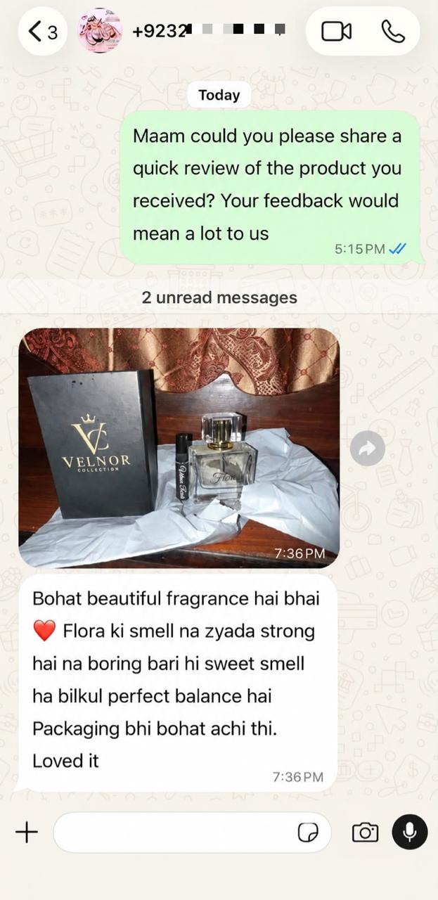 Customer WhatsApp review screenshot