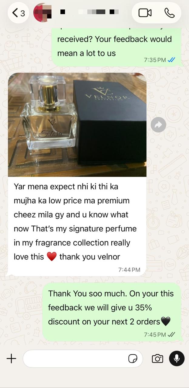 Customer WhatsApp review screenshot