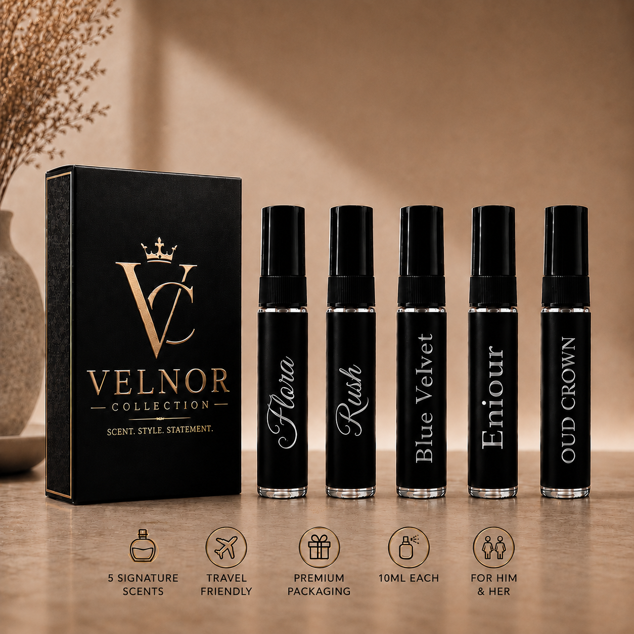 Velnor Signature Tester Collection – Flora, Blue Velvet, Eniour, Oud Crown & Rush